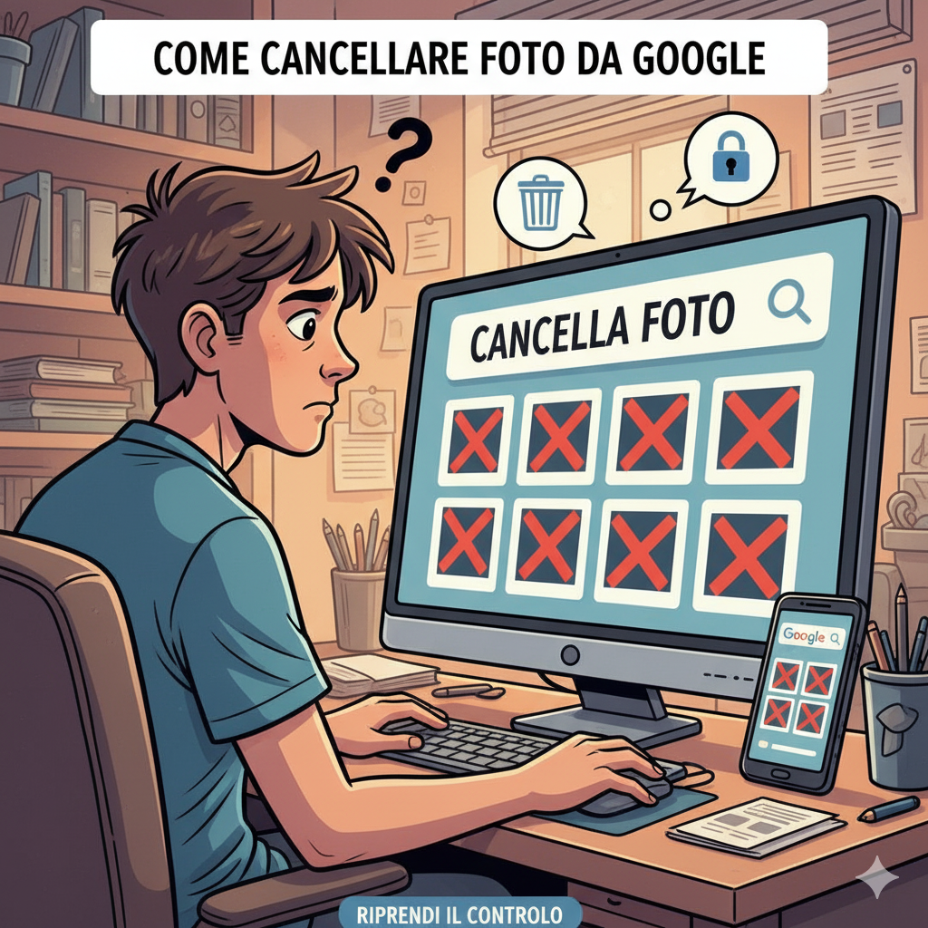 come cancellare foto da google